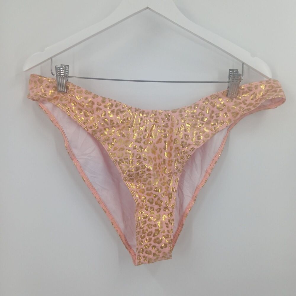 womans plus size 4X pink and gold leopard print bikini bottom swimwear bikini
